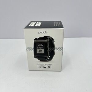 NIB Pebble 301BL Smartwatch TPU Rubber Watch Band Jet Black Open Box Untested